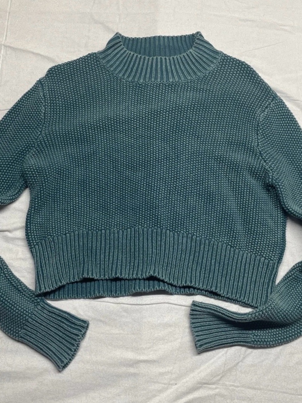 Kendall & Kylie Teal Cropped Turtleneck Sweater